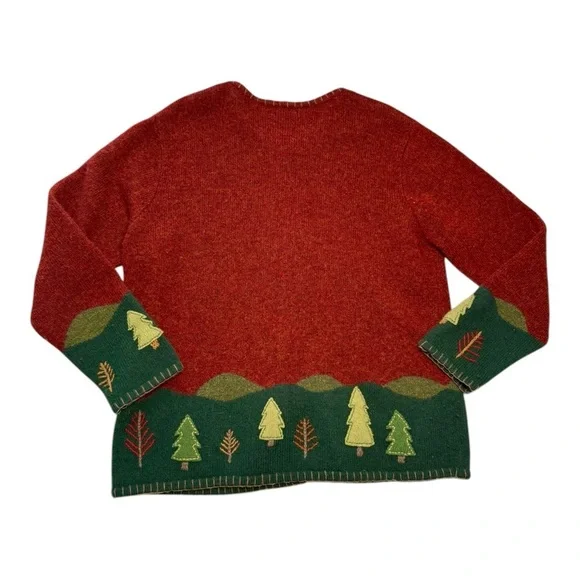 Northern Isles Maroon Wool Forest Cardigan Cozy Grandmacore Size XL - Picture 2 of 4